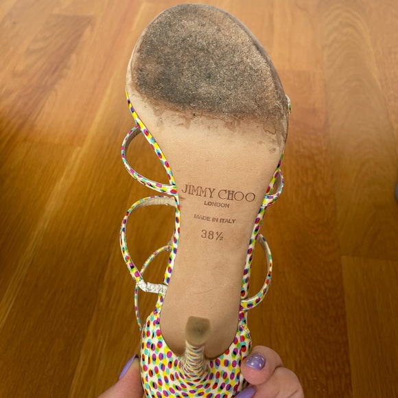 Jimmy Choo Dory Sandals Polka Dot Latte - Picture 4 of 6